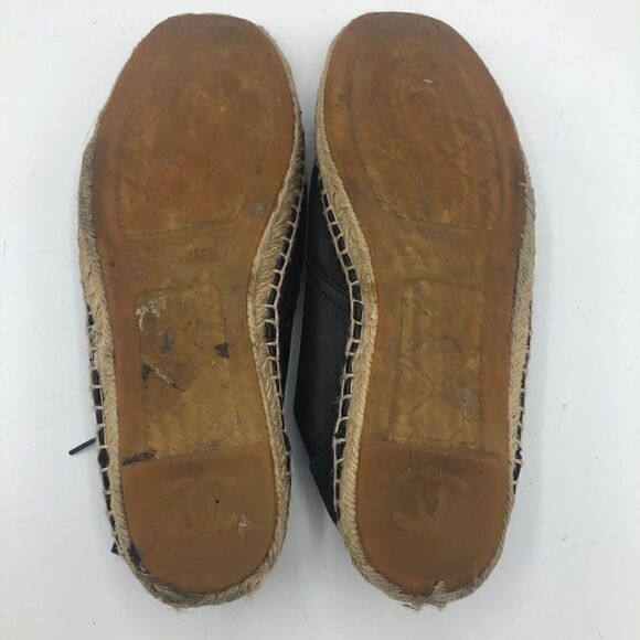 Chanel Black Leather Espadrilles High Top Sneakers CC‎ - Picture 10 of 11